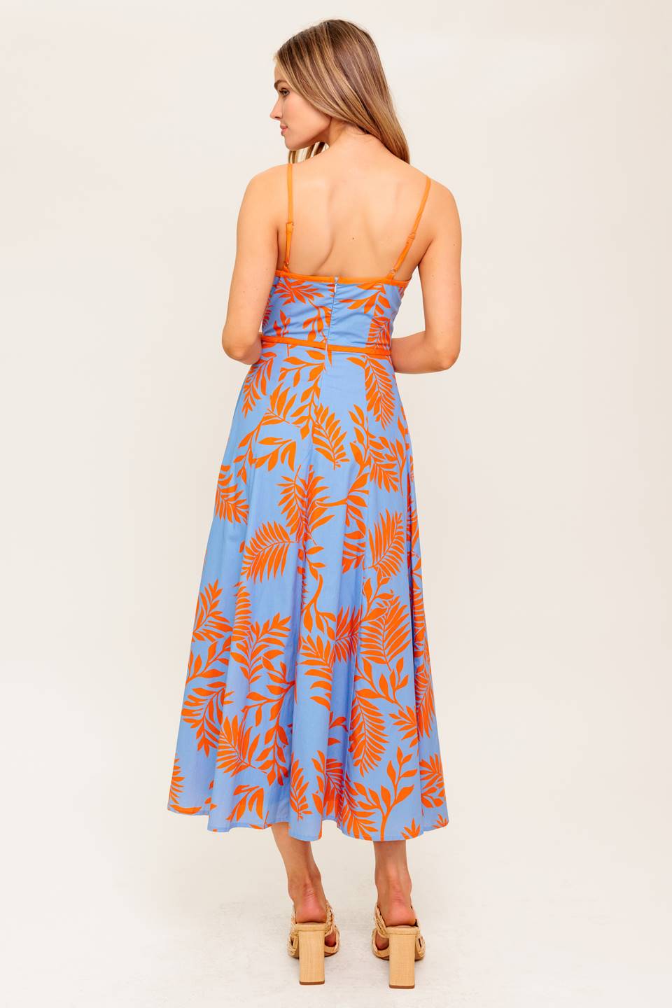 APRICOT SUNSET WOVEN MIDI DRESS Flying Tomato
